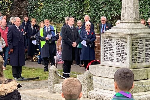 Cllr Jon London at the Remembrance ceremony.