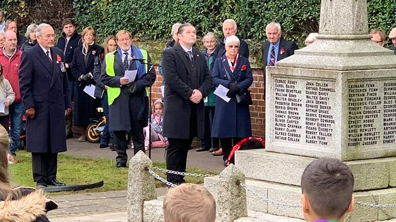 Cllr Jon London at the Remembrance ceremony.