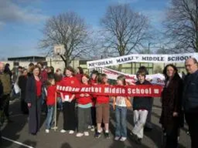 Parents protesting at the Tory proposal to Scrap Middle Schools